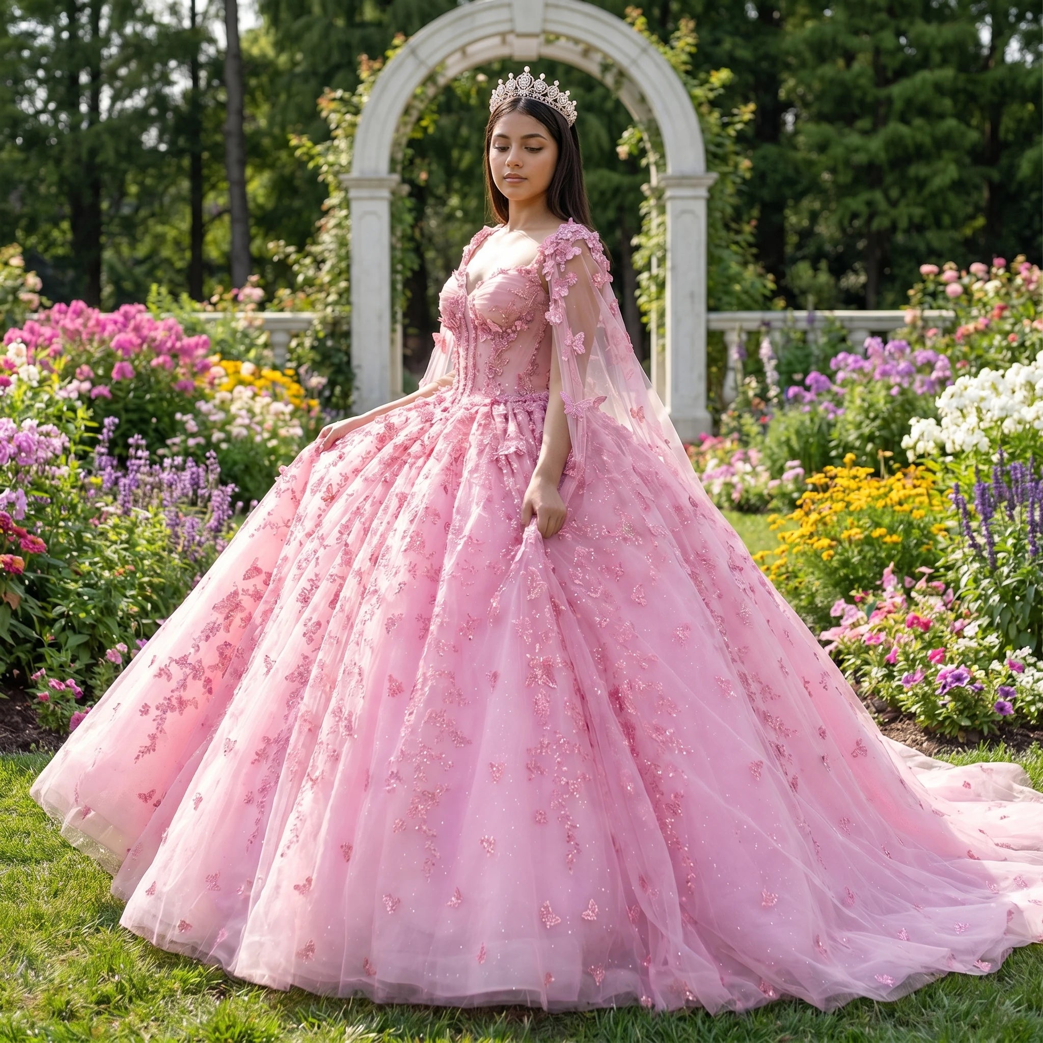 Pink Lace Sweetheart Backless Quinceanera Dress Floor Length Birthday Party Ball Gown Dress Dy6773