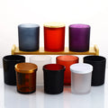 Wholesale Empty Candle Jars Glass 10OZ Matte Black Candle Jars in Bulk 8OZ Frosted Candle Making Jars with Wooden Lid