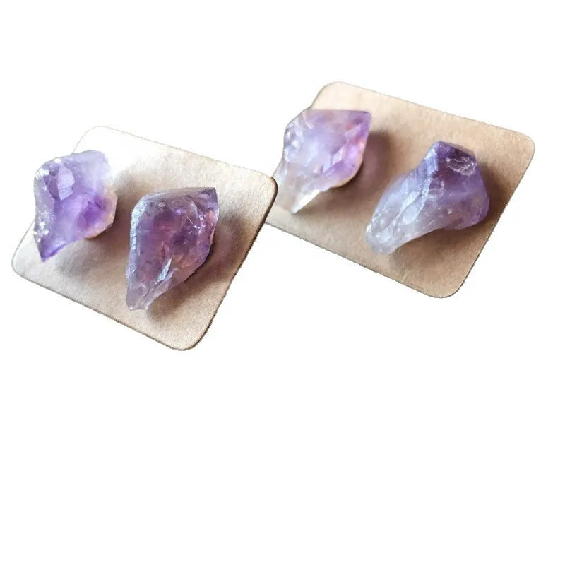 Gemstone Crystal and Raw Amethyst Gemstone Earring for Women
