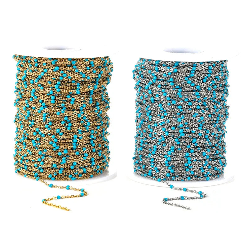 New Stainless Steel Gold/Silver Drop Chain Diy Beaded Handmade Chain for Bracelet Necklace Making 9 Meters a Roll