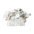 Stylish Vintage Wedding Jewelry Fashionable Ceramic Flower Bridal Hair Comb with Freshwater Pearls for Spring Weddings