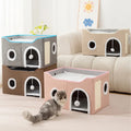 Modern Outdoor Wooden Cat Bed Rectangle Warm Portable Foldable Adjustable Removable Washable Lightweight 1kg Detachable Cat Cave