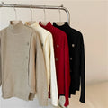 Autumn and Winter New Pullover Sweater Women's Thick High Neck Asymmetric Underlay Knit Loose Top