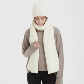 Wholesale Winter Wool Knitted Beanie Hat Scarf Set for Women