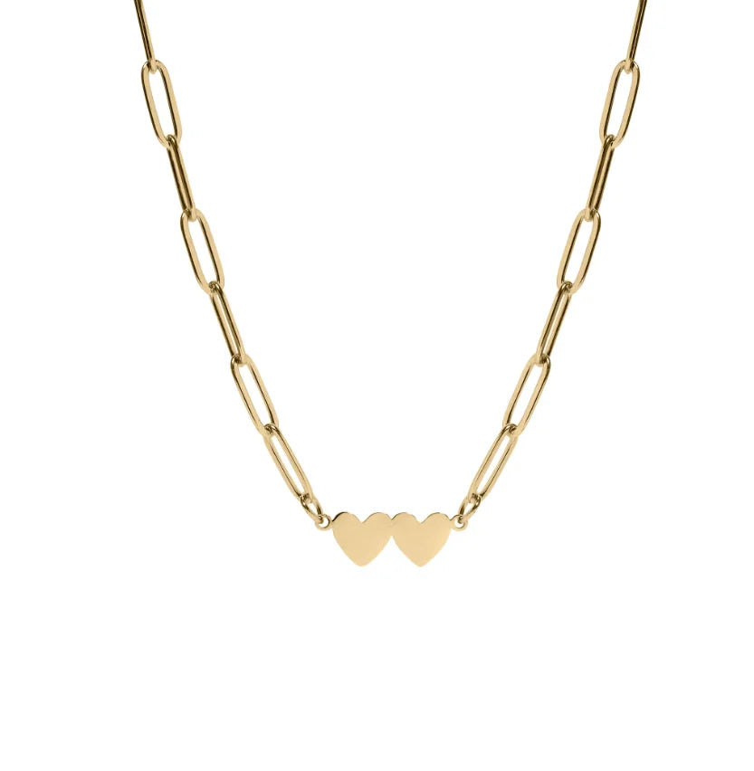 Inspire Stainless Steel Jewelry 18K Gold PVD Paperclip Necklace Blank Hearts Necklace Free Engraving Heart Necklaces Non Tarnish