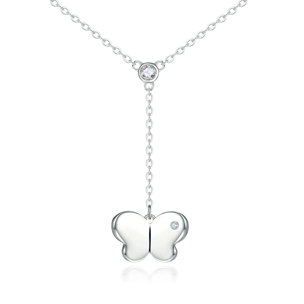 Elegant Women's Custom Silver Plating Cubic Micro-Inlaid Zircon Butterfly Necklaces Trendy for Weddings Engagements Parties