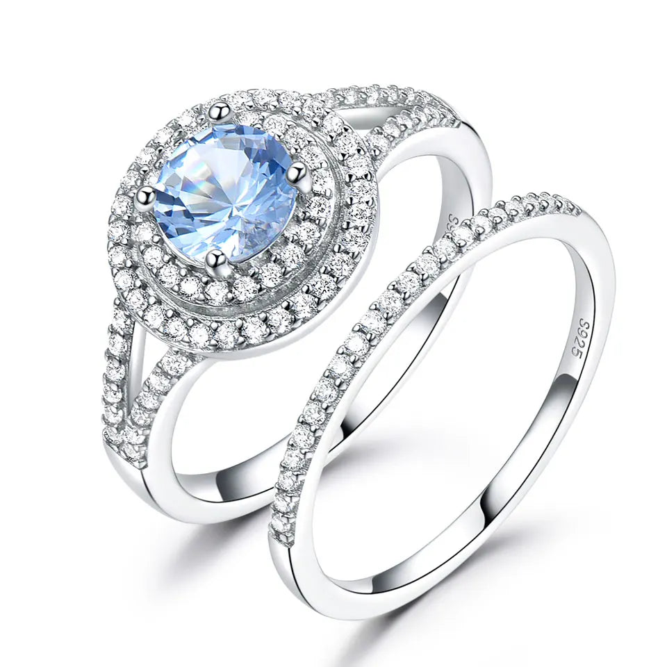 Fashion Single Stone Cubic Zirconia Topaz Simple Round Cheap Sterling Silver Wedding Engagement Diamond Ring for Decoration