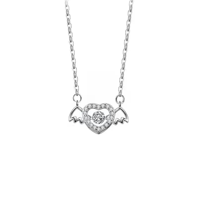 Factory wholesale 925 sterling silver guardian angel wing heart shape pendant necklace for women