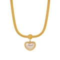 Women's Luxury 18K Gold Plated Snake Chain Heart Pendant Waterproof 3D Love Trendy Stainless Steel Fashion Jewelry Necklace