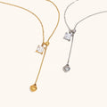 Dingran New Arrival Elegant Stainless Steel 18K Gold Plated Zircon Heart Y Shape Tassel Link Chain Necklace for Women Gift