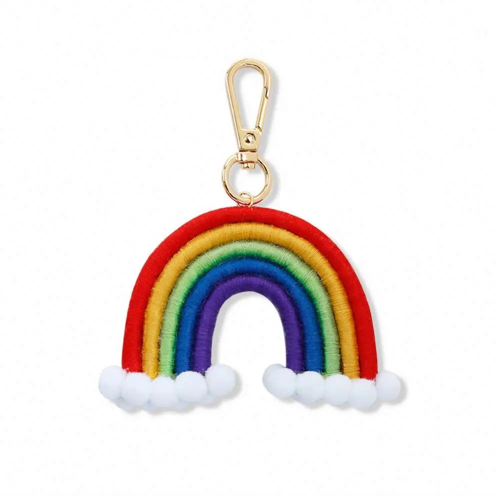Women Girls Wholesale Boho Decor rainbow Boho Western Macrame Key Chain Top Boho Rainbow Key Chains Macrame Keychains
