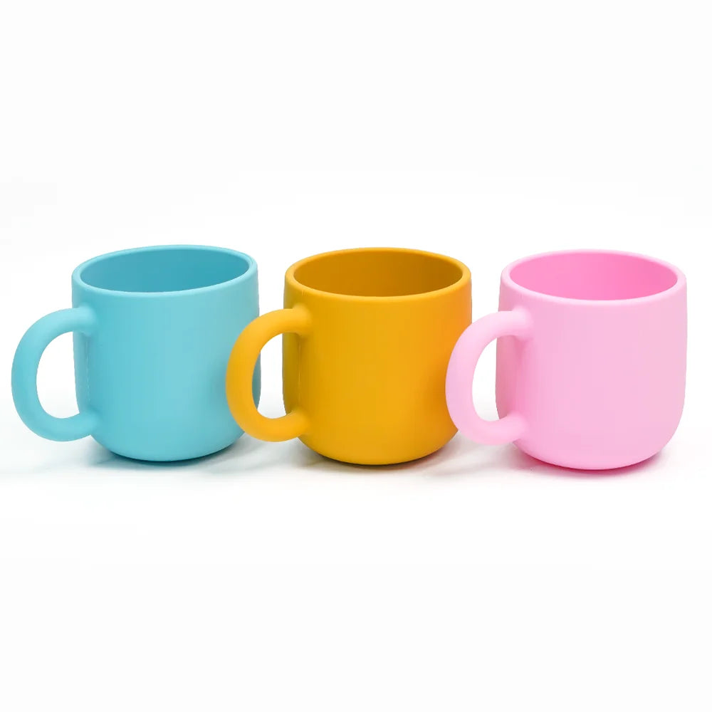 Suppliers Price Eco-friendly Baby Silicone Cup Food Grade Silica Gel Bpa Free Baby Silicone Drinking Feeding Learning Cup