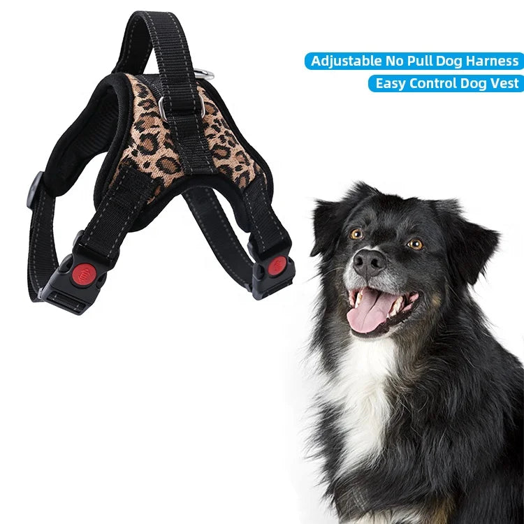 Adjustable No Pull Dog Harness Collar with Handle High Visibility Straps Easy Control Dog Harness Vest