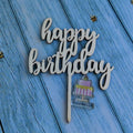 Wooden Happy Birthday Cake Toppers for Christmas Party Cake Decorations Christmas Party Supplies