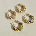Hypoallergenic Jewelry Waterproof 18k PVD Gold Plated Stainless Steel Tarnish Free Cubic Zirconia Twisted Earrings YF3040