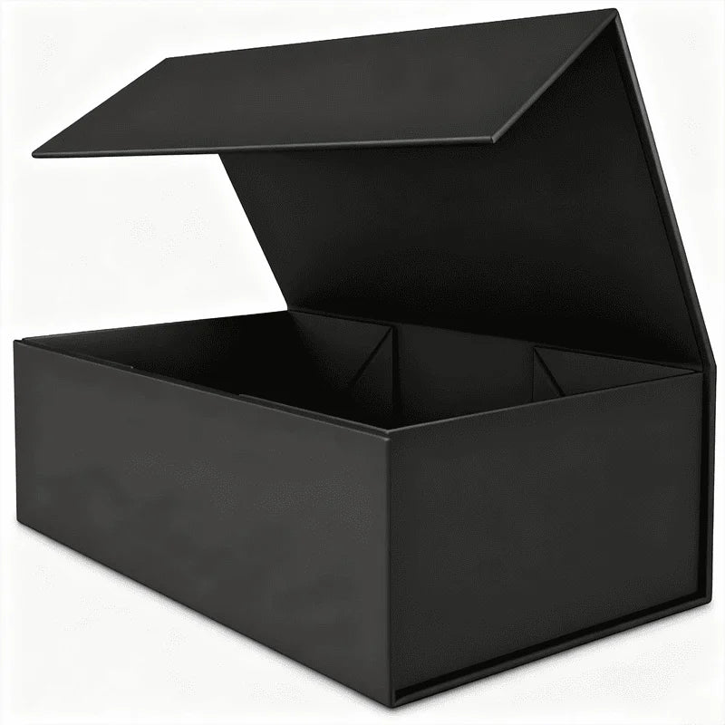 Custom Printed Logo Foldable Rigid Paperboard Black Magnetic Gift Box with Foam Insert for Clothing Shoes Cosmetic & Accessories