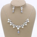 SLBRIDAL Copper Wedding Cubic Zircon Pearls Jewelry Set Bridal CZ Necklace Earring Set Banquet Party Jewelry Set Women Jewelry
