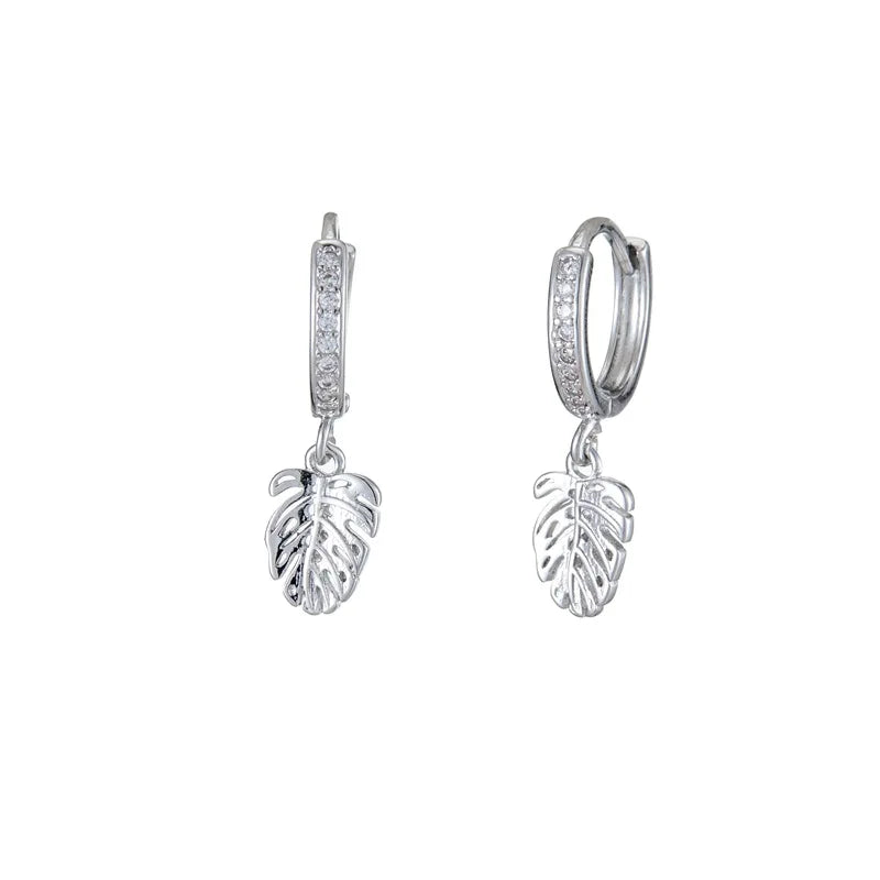 925 Sterling Silver Earrings Personality Leaf Hoop  Earrings for Women Fashion Jewelry Gift