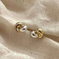 Layered Two-Tone Studs Hypoallergenic & Tarnish-Resistant Earrings Dimensional Minimalist Design for Women Everyday Essential