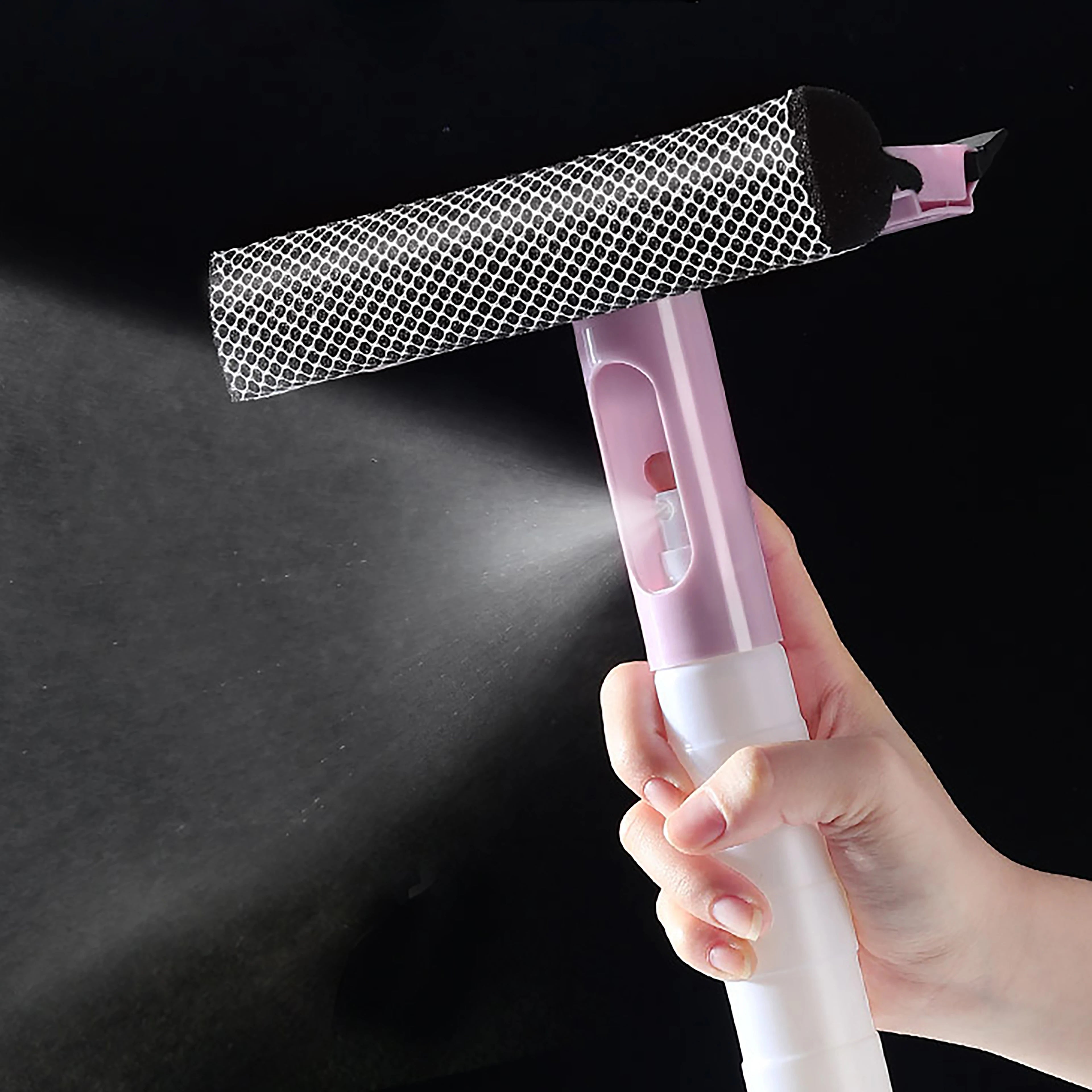Window Squeegee 2-in-1 Dual-Sided Sponge & Plastic Handle Eco-Friendly Window Cleaner for Shower and Windshield Use