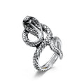 At Stock Trendy Hip Hop18k Gold Plated Snake Punk Retro Silver king Cobra Stainless Steel Signet Ring