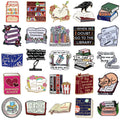 Shmik Cute Books Collection Letters Metal Enamel Pins Romantic Reader Club Magic Flowers Library Card Badge Punk Brooch