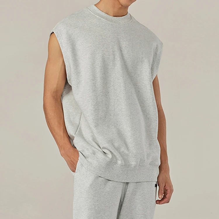 K220100 Custom 2026 Private Label Loose Plain Workout Vest Streetwear Men Gym Sleeveless Tanktop Men Vest for Men
