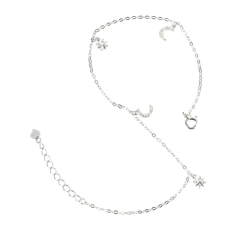 Customized 925 Sterling Silver Anklet Ladies Wholesale Silver Jewelry Design Zircon Fine Jewelry Anklet for Women