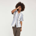 Empire Men's Casual Summer Breathable Structured Printed Short Sleeve Button Down Collar Shirt with Regular Fit