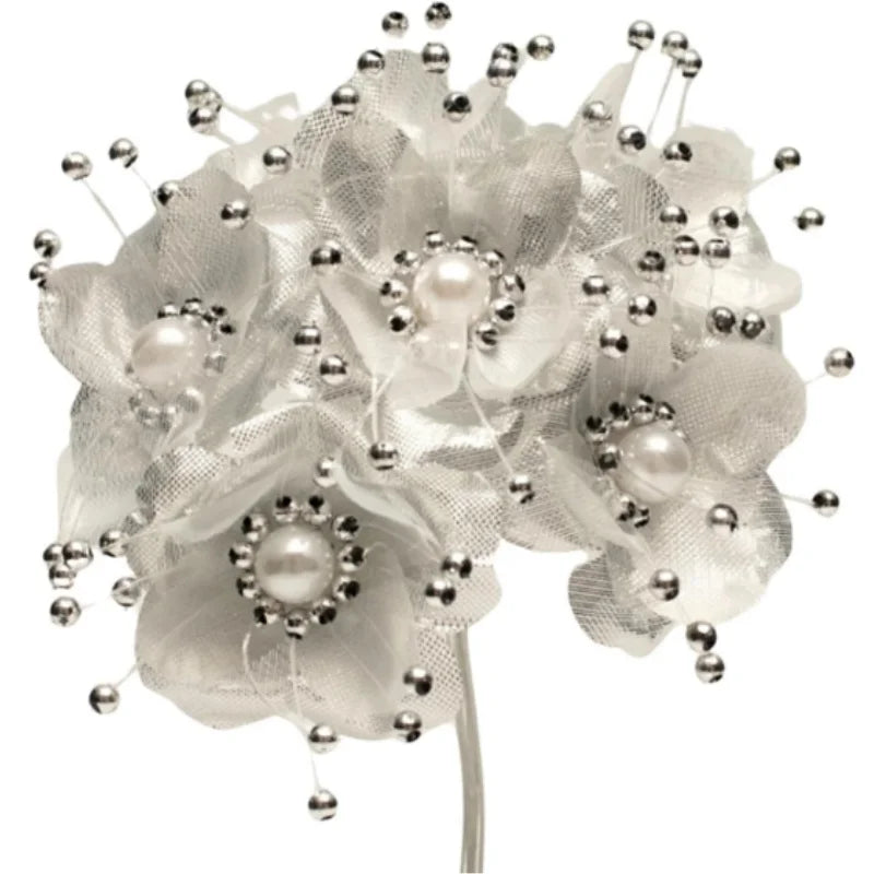 Artificial Silk Pearl Spray Craft Flower Home Craft DIY Wedding Bridal Veil Headband Dress Cake Topper Corsage Floral Bouquet