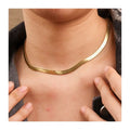 Chris April Fashion Jewelry PVD Plated 316L Stainless Steel Minimalist 5mm Herringbone Choker Necklace