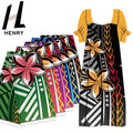 Factory Makes Stock Polyester Polynesian Style Flowers Ladies Dress Fabric by the Yard