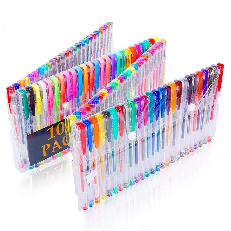 Spot Wholesale Glitter Color Gel Pen Watercolor Pen 100 Color Set Highlighter Flash Pen