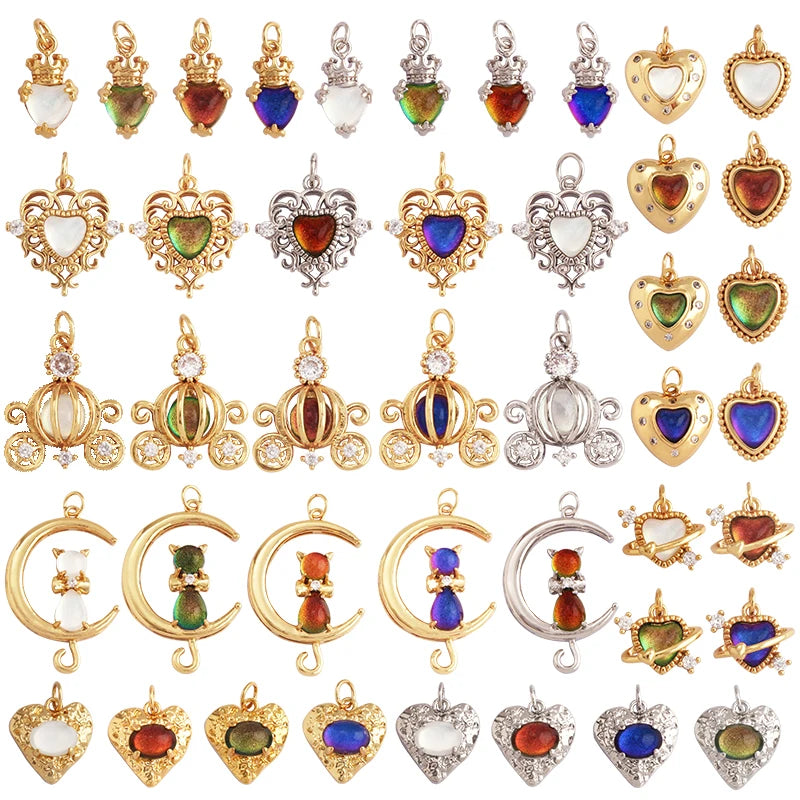 Fine Antique Style Love Heart Charm Pendant Classic 18K Gold Plated Jewelry Necklace Bracelet Hand Making Supplies L22