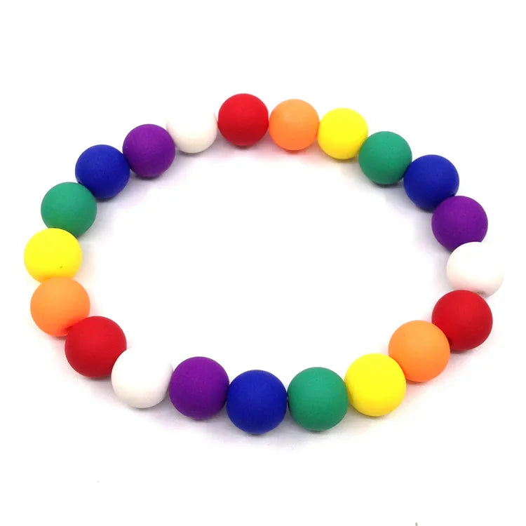 Custom Promotional Gift Children's Acrylic Macaron Rainbow Beaded Bracelet Seven-Color Yoga Anniversary