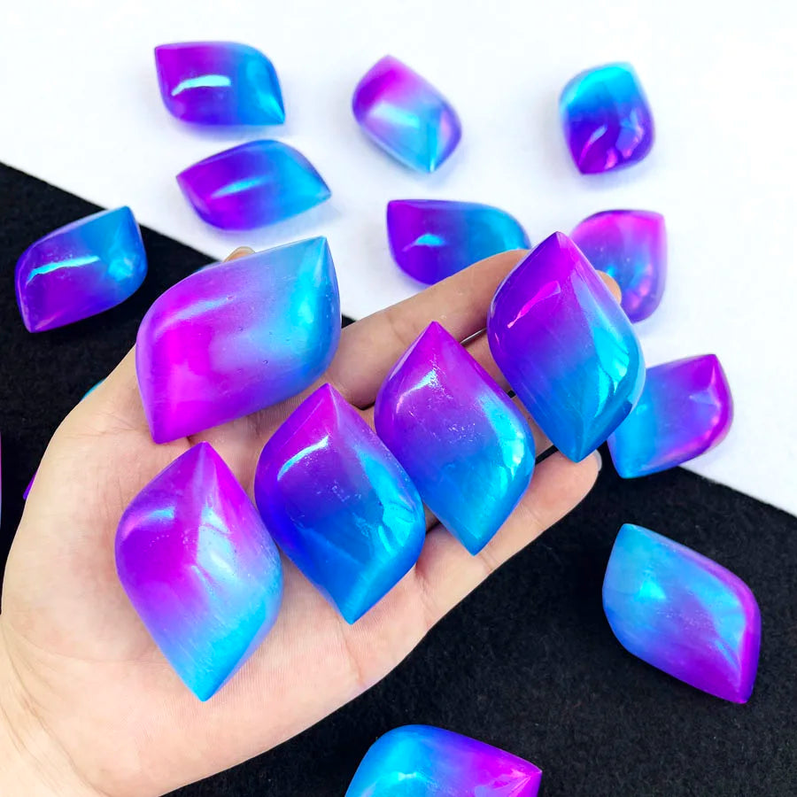 Wholesale Healing Stones Rainbow Quartz Crystal Leaves Angel Aura Selenite Leaves