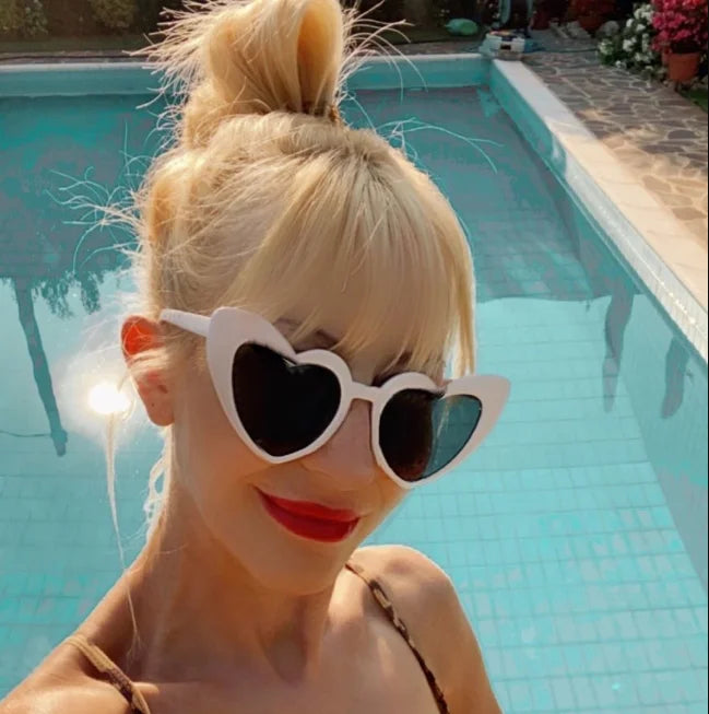 White Heart Sunglasses Women Suppliers Cat Eye Sun Glasses Female Retro Love Heart Shaped Glasses Ladies UV400 Protection