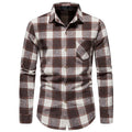 2025 Spring New Men's Flannel Plaid Shirt Casual Lapel European and American Fashion Design