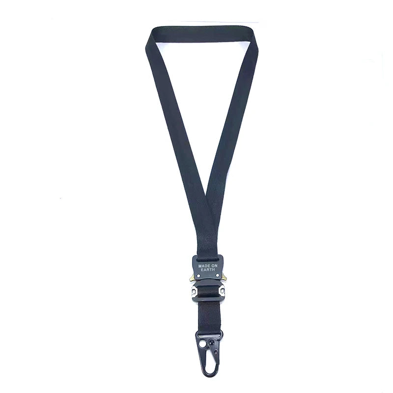 Gina Custom Logo Heavy Duty Nylon Tactical Utility Lanyard Keychain Rollercoaster Buckle Carabiner for Outdoor Activities