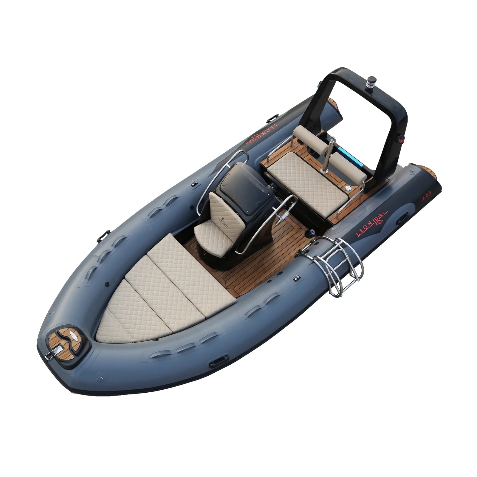 CE Certified Haohai RIB480 15.4ft 4.8m 6-Person New Classic Luxury PVC Fiberglass Inflatable Rowing Boat Outboard Engine Lakes