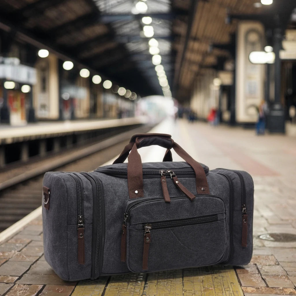 ZUOLUNDUO Travel Canvas Tote Bag Canvas Duffle Bags for Men Vintage Duffle Bag