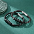 Fashion Classic Handmade Braided Genuine Leather Bracelet High Polished Stainless Steel Magnetic Clasp Wristbands