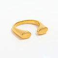 Joolim Jewelry Wholesale 18K Gold Plated Chunky Stainless Steel Open D Ring for Women Statement Rings