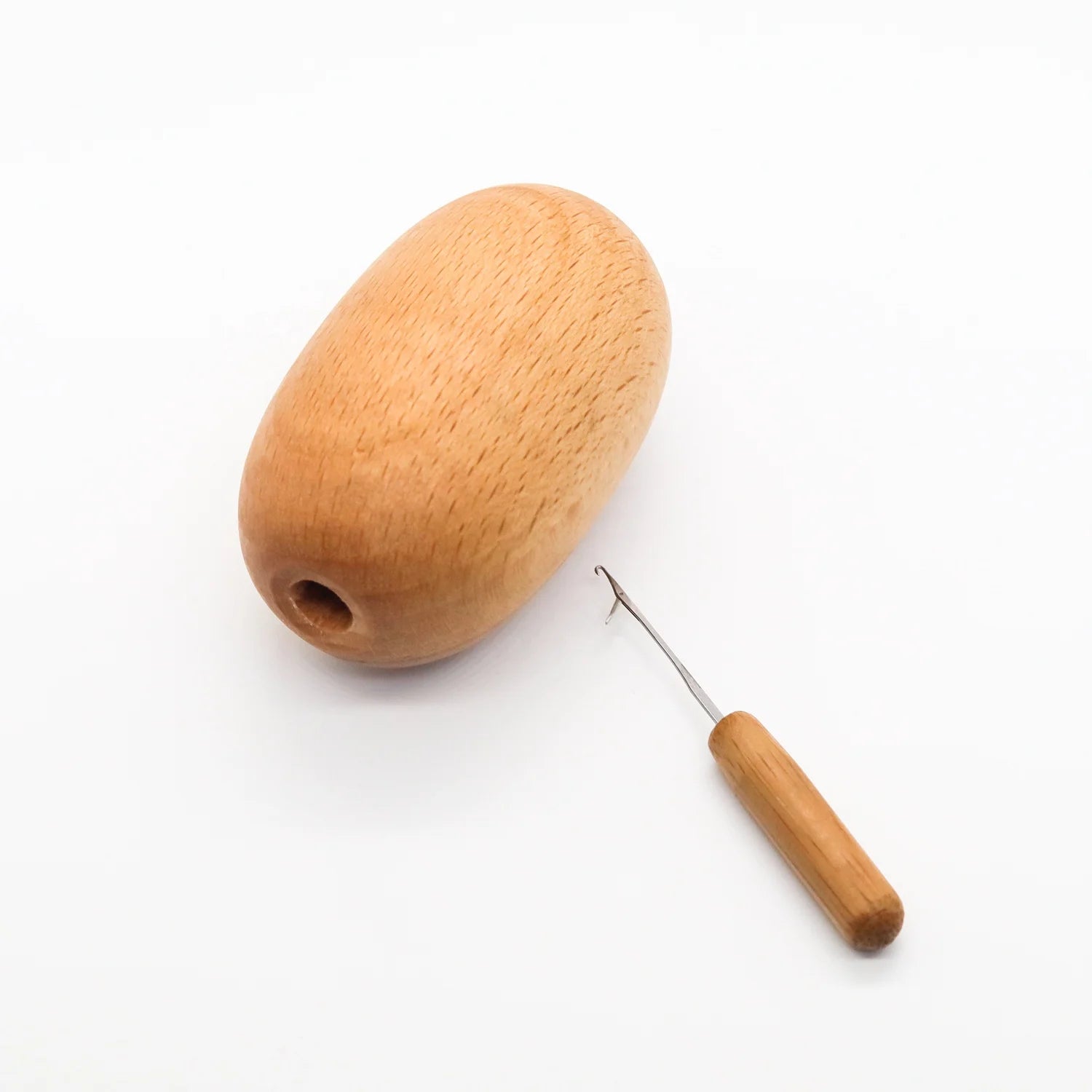 Darning Egg with Latch Hook Stitch Darning Socks Sewing Tools Home Sewing Natural Wood Color Mending Device