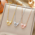 New Fashion Korean Mouse Head Necklace with Feminine Charm Cartoon Pendant Stainless Steel Necklace
