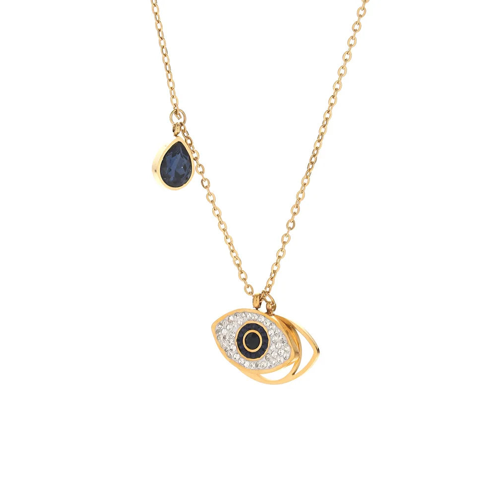 Fashion Water Drop Pendant Necklace Hypoallergenic Stainless Steel Necklace Evil Devil Eye Pendant Necklace Gifts for Women