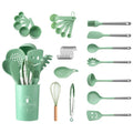 MANJIA Trending Kitchen Utensils Green Nonstick Silicone Cooking Utensils Set Suppliers Home Kitchen Cabinets Accessories