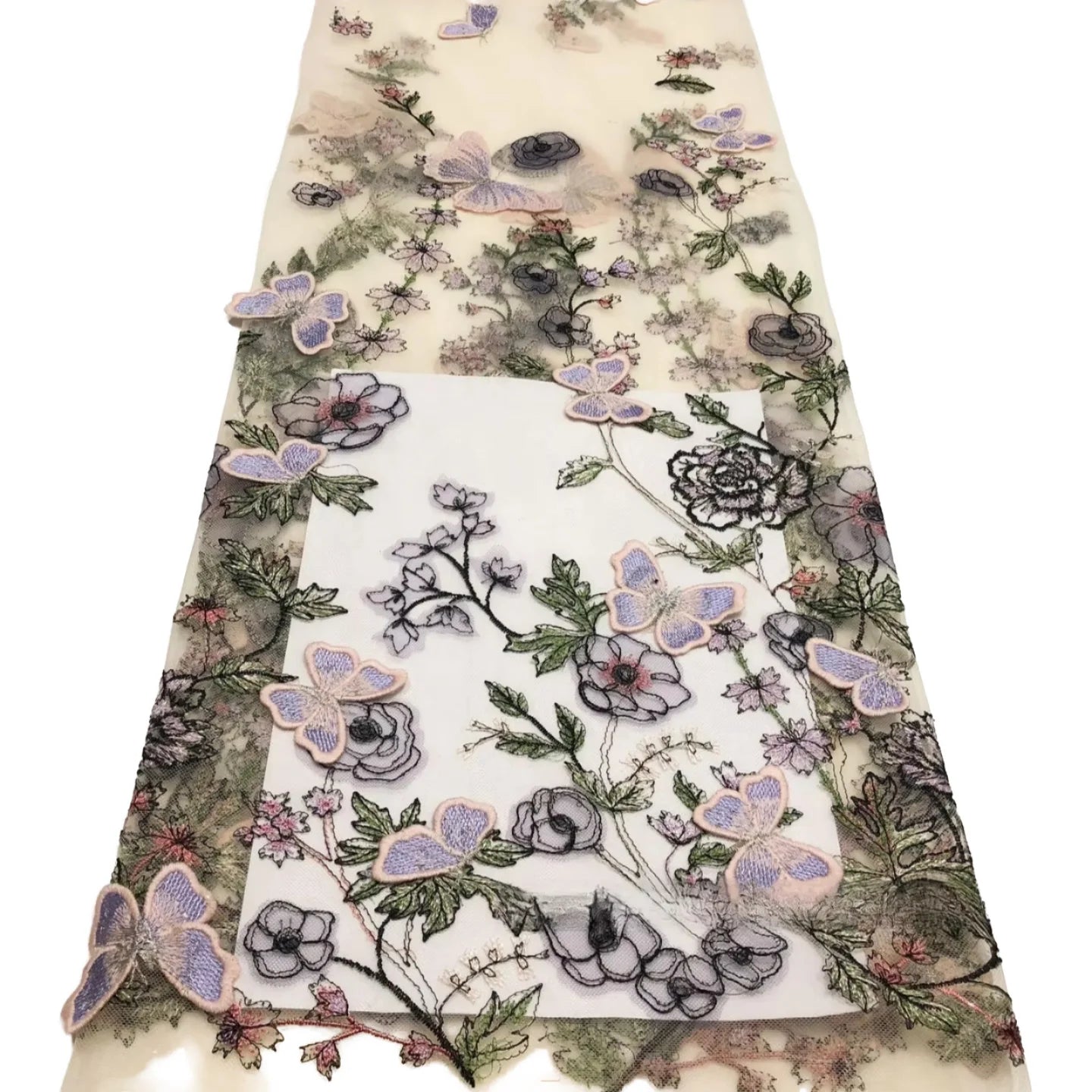 Embroidered Breathable Water-Soluble Lace Dress Fashion Fabric Knitted Stretchable Color Wire for Girls