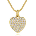 Fashion Classic Heart Shaped Pendant Gold Plate Cubic Zirconia Jewelry Cz Necklace with Snake Chain for Women