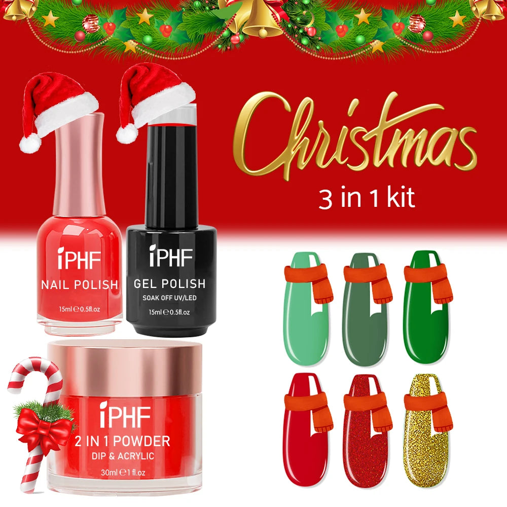 IPHF 3 in 1 Christmas Nail Art Hema Free Gel Polish Uv Gel Vegan Own Brand Christmas Gel Polish
